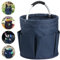 Kiswleon Contenitore per la pulizia con manico, 17 l organizer pieghevole per la pulizia, per risparmiare spazio, secchio per la pulizia, organizer per prodotti per la pulizia (Blu navy)