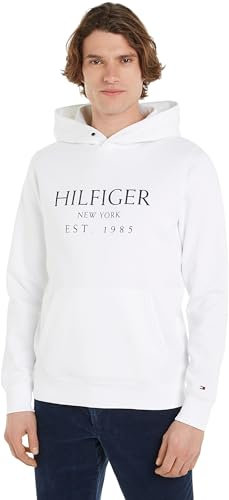 Tommy Hilfiger Herren Hoodie mit Bauchtasche, Weiß (White), XL