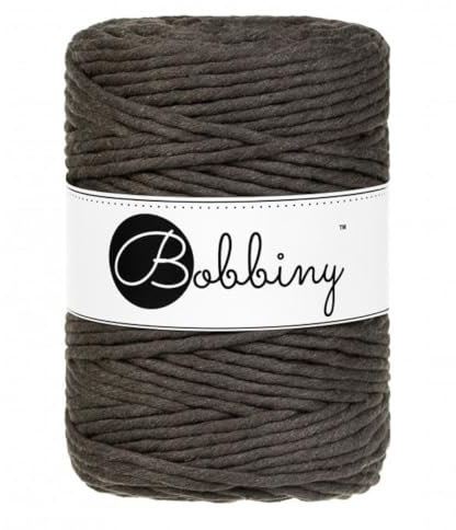 Bobbiny XXL Makramee-Schnur, 5 mm, einlagig, 100% recycelte Baumwolle, Farbe:Espresso