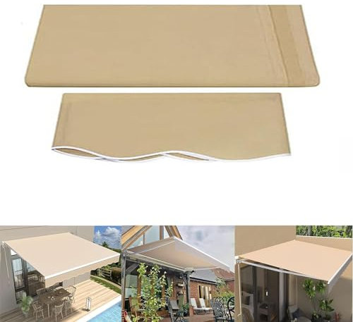 DAZULI Einziehbarer Markisenschirm Stoffersatz Wasserabweisendes Polyester Abdeckung Für Terrassentürfenster Für Deck Restaurant-Shops, Anpassbar(Size:22.9x9.8ft,Color:Beige)