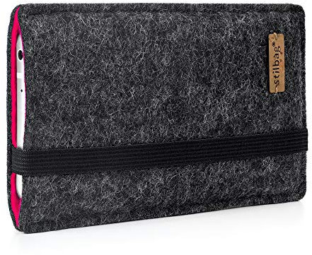 Stilbag maßgeschneiderte Handyhülle FINN - Anfertigung für Smartphones mit Case möglich | Smartphone-Tasche aus Filz | Handy Schutzhülle | Handytasche Made in Germany (Anthrazit - pink)