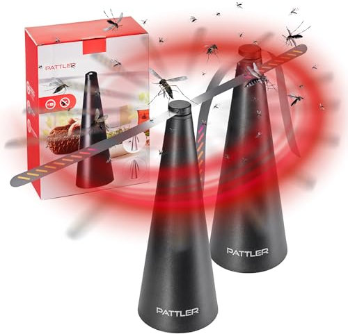 PATTLER® Fliegenwedler - Schwarz | Fliegen Abwehr für den Tisch | Insektenschutz Draußen und Innen | Terrasse und Garten - Fliegen, Mücken und Wespen dauerhaft vertreiben - 2 Stück