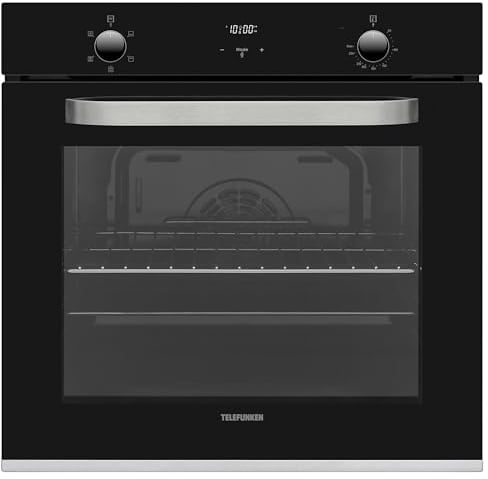 Telefunken Backofen Einbaugerät | Einbaubackofen ohne Kochfeld | Ofen autark mit 73 Liter Volumen | 60 cm | 5 Betriebsarten | Edelstahl | Umluft/Ober-Unterhitze | Einfache Reinigung | B-OV-75-A-I