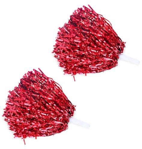 HSKRKOW 2 Piezas Cheer Leader Poms Animadora Poms Accesorios Porristas Pom Bright Metallic Cheers Ball Squad Cheer Farben Pompons Poms Hand Flower Spirit Cheering Pom Colours Sports Games Team