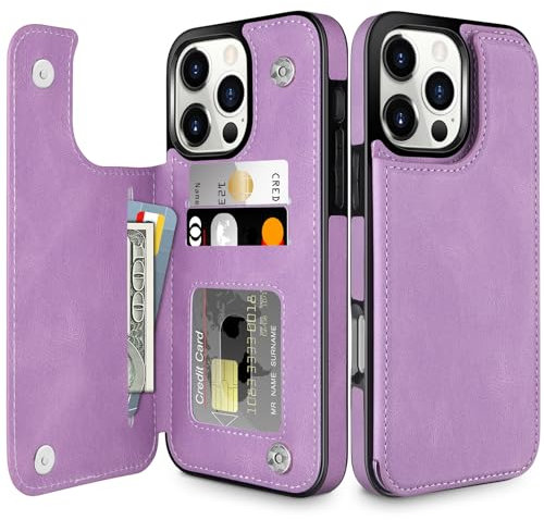 Coolden for iPhone 16 Pro Case Wallet Case with Card Holder Slot Shockproof Case Flip Folio Soft PU Leather Magnetic Closure Protective Case Cover Compatible with iPhone 16 Pro Phone Case (Purple)