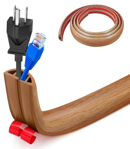 Floor Cord Covers Channel, Floor Cable Cover Protector, 3cm x 1m Heavy Duty Wire Cover, Protect Cables and Prevent Trip Hazards, Suitable for All Power Cords, Home, Warehouse, School(Yellow Oak Grain)