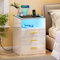 Gurexl LED Bedside Table with Wireless Charging Station, Modern Bedside Table with 3 Drawers for Bedroom & Living Room (White)