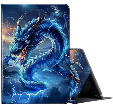 for Fire HD 10 Tablet Case (11th Generation,2021 Release,10.1),Blue Dragon Design for Amazon Kindle Fire HD 10 11th Gen/HD10 Plus Tablet Case,Multi-Angle Stand Smart Flip Cover