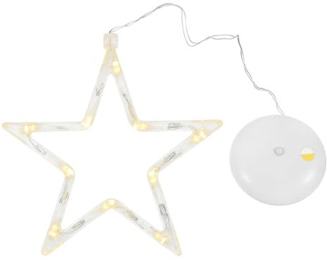 BESPORTBLE Christmas Star Window Lights, 10 LED Battery Operated Christmas Stars Window Hanging Lights for Xmas Window Sills Porch Room Indoor Outdoor Decorations, Warm White