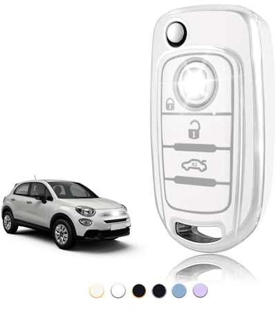 TOOMUME Cover Chiave TPU, Custodia Chiave Adatto per Fiat 500X Tipo Toro Argo Cronos Nuovo Doblo Egea Freedom Grazie Dodge Neon, Copri Chiavi Guscio Chiave Auto Telecomando - Flip Key