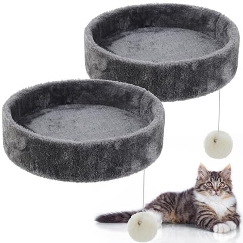 Dansydaisy 2 Pieces 13.5'' Cat Tree Replacement Parts Accessories Round Kitten Tree Tower Top Perch Bed Platform Cushion M10 Cat Tower Add Ons Attachments, Grey