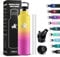 KollyKolla Gourde Isotherme 1L, Bouteille Isotherme Acier Inoxydable, Bouteille d'eau Étanche, sans BPA, Gourde Inox avec Paille, Réutilisable, Gourde pour Fitness, Randonnée, Camping, Cyclisme