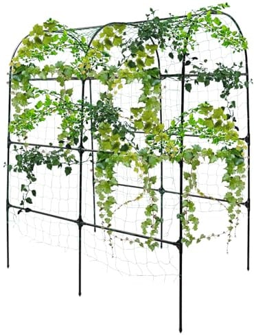 Rankgitter für Kletterpflanzen, Gurke Rankhilfe Set 115 * 183 * 230cm Gartenbogen Garten Gurkengitter Metall Rankhilfe Rankbogen Torbogen für Kletterpflanzen
