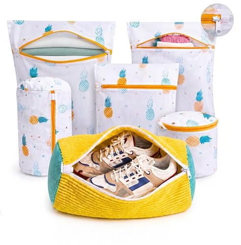 Pack Bolsa para Lavar Zapatillas en Lavadora + 5 Bolsas para Ropa Delicada | Bolsa lavadora zapatillas y zapatos, bolsa lavadora ropa delicada y ropa interior, cremallera reforzada y malla transpirable