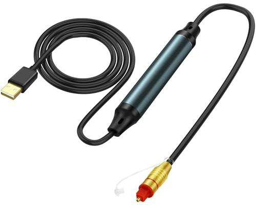 XMSJSIY Cable adaptador de audio óptico USB a fibra óptica SPDIF para HDTV, ordenador, portátil, conexión Fiber Optic Audio Box - 2 m