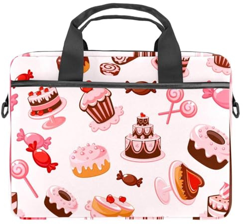 Sac à bandoulière pour ordinateur portable avec poignée et sangle pour ordinateur portable Motif dessert 33 et 14