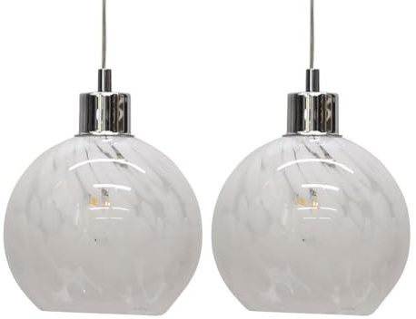 Set of 2 Confetti - White and Clear Glass Pendant Shades