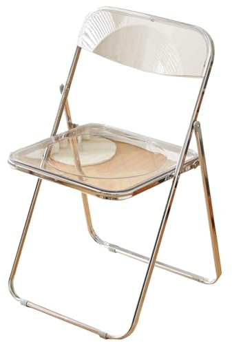 JTPMYFT Acryl Bürostuhl Transparent Klappstuhl, Klappbarer Esszimmerstuhl, Geeignet for Drinnen Und Draußen, Wohnzimmer, Rot(Transparent)