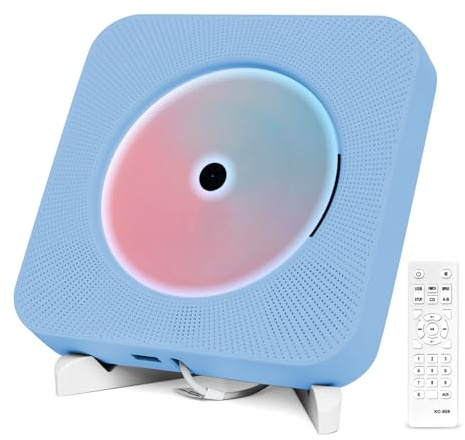 Adirigo bärbar Bluetooth CD-spelare stationär CD-spelare | Kpop CD-spelare för skrivbord, HiFi-högtalare, musik-CD-spelare, AUX/USB-stöd, FM-radio, present (Blå)