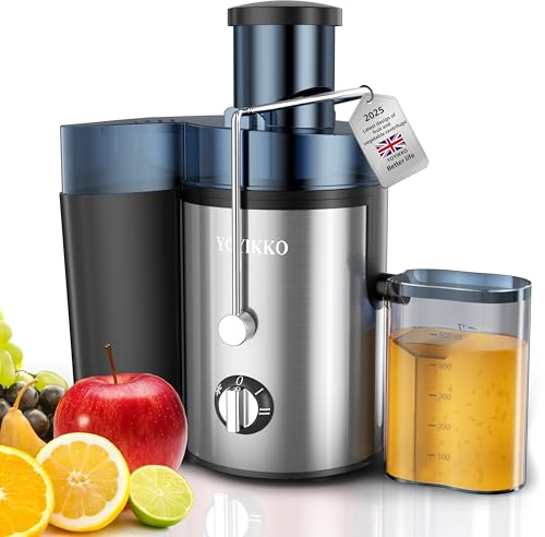 Licuadoras Para Verduras y Frutas, ajuste de 3 velocidades, extractor de frutas y verduras de 800W con boca ancha de 75 mm, fácil de limpiar, acero inoxidable sin BPA (Plateado-100)