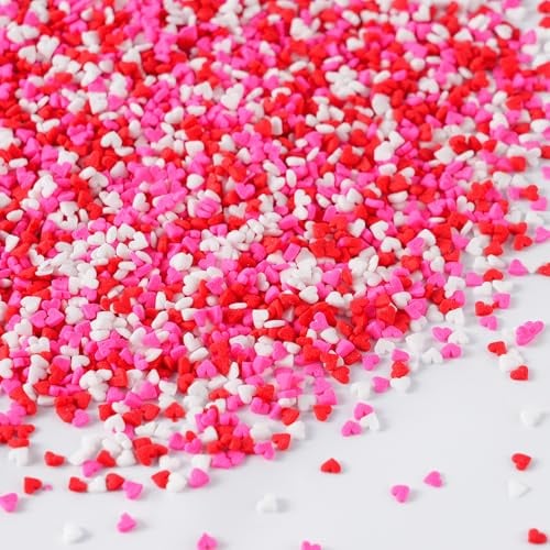 Essbare Mini- herz Streusel, 130g Rot Rosa Weiße Streusel Herzen für Kuchen Deko Plätzchen Muffins and Desserts, für Valentinstag Mädchen Party Tortendeko