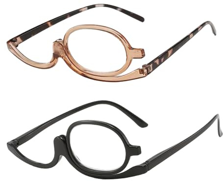 RANYAKE Gafas de Aumento 2,5x HD con Lente Abatible, Set de 2 Monturas Negro y Carey, PC Ultraligera, para Lectura y Maquillaje