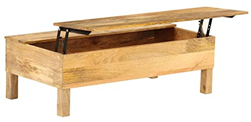 THOYTOUI Multifunktionaler Couchtisch aus Massivholz Mango - Sofatisch mit Stauraum & Truhe für Gemütliche Abende im Wohnzimmer (110 x 55 x 35 cm)