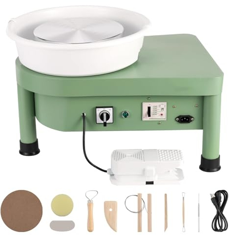 WUDLi Tornio per Ceramica con Pedale, Macchina per Ceramica Elettrica con Bacino Rimovibile per Studio di Ceramica/casa Fai-da-Te di Ceramica/Scuola di Formazione per Ceramica Natale