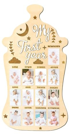 Lavagna fotografica per la crescita, graziosa cornice in legno, decorazione per ricordi di compleanno, porta foto per asilo | Conservazione pietra miliare con finitura per catturare momenti di