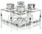 Feel Fragrance Glass Diffuser Bottles with Silver Caps Refillable Diffuser Bottles Set of 4-2.5 High, 50ml 1.7 fl oz. Small Square Shape, Diffuser Jars for Home Fragrance