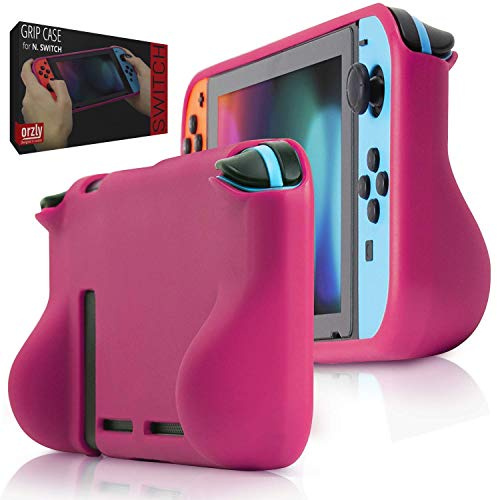 Orzly Comfort Grip Case für Nintendo Switch - Schutzhülle für den Einsatz auf der Nintendo Switch Console im Handheld Gamepad-Modus mit integrierten Komfort gepolsterten Handgriffen - ROSA