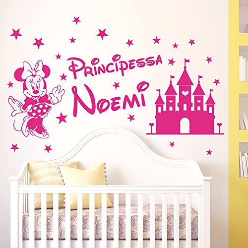 STICKER DESIGN Adesivo Nome Personalizzato Bambina, Scritta con Nome adesivo personalizzato con Castello, Sticker Personalizzati per Cameretta Bambini, Scritte adesive personalizzate per Pareti