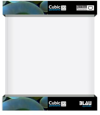 Blau Aquaristic Cubic Panoramic - Acquario in vetro piegato e lucido, 32 l, 7450 g, 30 x 30 x 35 cm