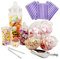 Purple Square 6 Jar Retro Pick & Mix Victorian Sweet Shop Candy Buffet Kit Party Pack with Scoop, Tongs & Bags - Purple Stripe