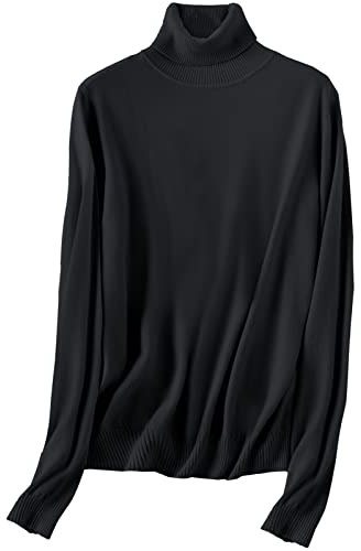 SANGTREE Damen Rollkragen-Pullover, weiche Kaschmir-Mischung - Schwarz - X-Groß