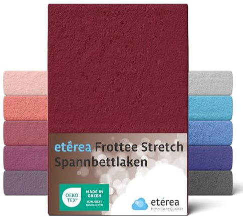etérea Frottee Spannbettlaken 60x120-70x140 cm Bordeaux für 5-15 cm Steghöhe 80% Baumwolle + 20% Polyester - Oekotex Spannbetttuch Bett Bezug Matratzen - Bettlaken 60x120cm - 70x140cm Rot