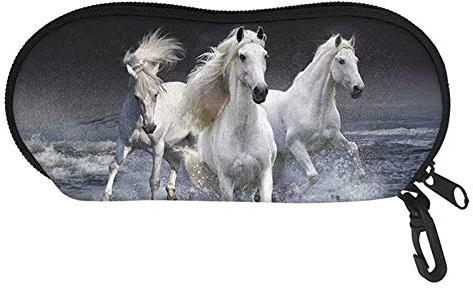 SEANATIVE Brillenetui, ultraleicht, für Sonnenbrillen, Brillen, für Damen, Herren, Jungen, Mädchen, Weißes Pferd, 7.3x3.3 inch