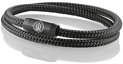 Maritimes Seemannsgarn Segeltau Armband Föhr schwarz 4mm, Fähnrich (schwarz), XL - Gelenkumfang von 18 cm bis 21 cm