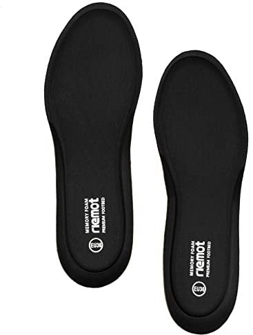 riemot Memory Foam Insoles for Men and Women,Replacement Shoe Inserts for Sports Shoes,Trainers,Sneakers,Work Boots and Walking Shoes, Women Black UK8/EU41