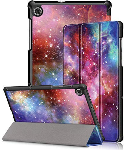 Kemocy Coque pour Lenovo Tab M10 HD (2nd Gen) TB-X306X/TB-X306F, PU Pell Protection avec Fonction de Support Pochette Etui pour Lenovo Tab M10 HD 2e gén 10,1 Pouces Tablette,Galaxie