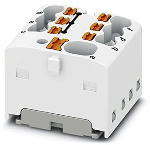 PHOENIX CONTACT PTFIX 4/6X1.5 WH Verteilerblock, Grundklemme mit Einspeisung, 450V Nennspannung, 17.5A Nennstrom, Push-in-Anschluss, 7 Anzahl der Anschlüsse, Direktmontage mit Flansch, 20 Stk