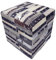 Patchwork Fell-Hocker Rinara 45x45x48 cm (B/T/H) aus echtem Fell & Holz Sitzhocker Luxus Ledersitzkissen Pouf edel Polsterhocker HH5903