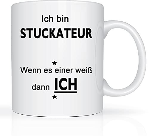 Print-Klex Berufstasse mit Stuckateur Motiv Bedruckt Stuckateur Tasse für Beruf Geschenk Kaffeebecher Geschenktasse Teetasse Arbeitstasse Arbeitsbecher mit Druck 330ml Beruf Tasse