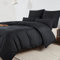 Soifox Bettwäsche 200x200 Schwarz bettwäsche-Sets aus Mikrofaser bügelfrei & knitterfrei - Bettbezug 200 x 200 Set mit 80x80 cm Kissenbezug 2er Set Bettwasche mit Reißverschluss