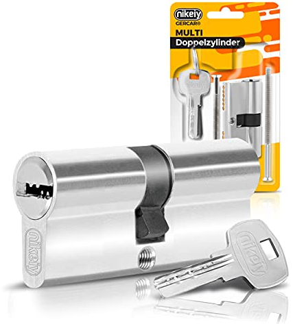 GERCAR Cylindre de serrure profilé, 60 mm, 30/30 mm, avec 5 clés, pour serrure de porte, double cylindre, compatible avec fermeture identique - Longueur : 60 mm - A : 30, B : 30