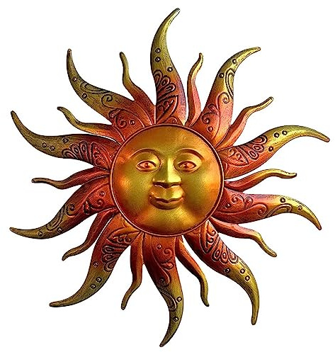 JLCP Wanddeko Sonne,Metall Sonne Wand Kunst Dekor Gartendekoration Hängende Wandskulpturen Für Den Innen- Oder Außenbereich, 29x29cm/11.4x11.4