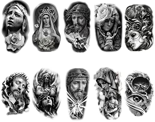 Roarhowl Tatouage temporaire du bras Manche tatouage temporaires,Grand tatouage temporaire homme et femme, ange tattoo (Design 10)