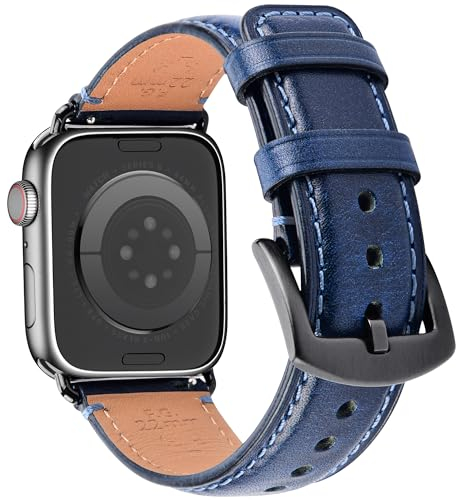 Wristitani kompatibel mit Apple Watch Lederarmband 49mm 46mm 45mm 41mm 44mm 40mm 42mm 38mm Vintage Ersatzarmband für iWatch Ultra Series 10/9/8/7/6/SE/5/4/3/2/1 Premium Echte Armband für Herren Damen