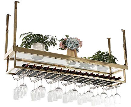 weinregal Wand Wandhalterung Edelstahl Decke Weinregal Stemware Racks unter Schrank Wein Champagner Becher Halter Glas Vitrinen Goldbarren Zubehör - 80cm