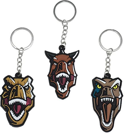 SRV Hub® Porte-clés dinosaure, porte-clés doux pour sacs d'école pour enfants, taille : 6 cm, (3 porte-clés Jurassic World), S